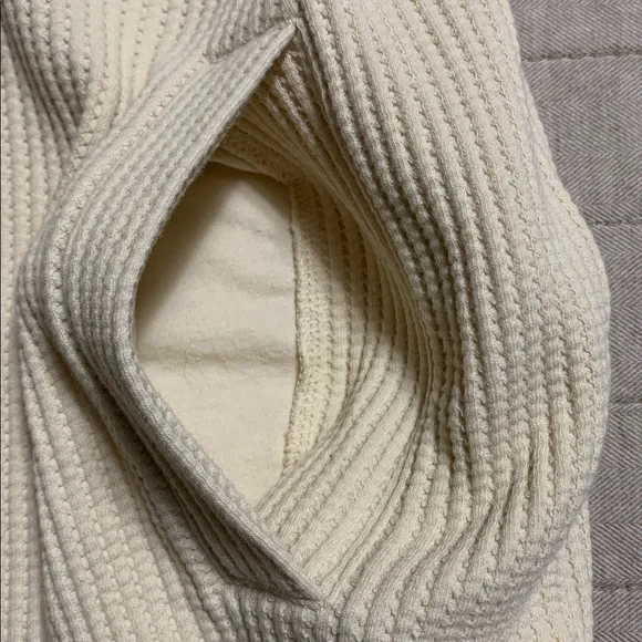 J. Crew Women Waffle-Knit Button-Up Large Cream Gold-Button Shirt-Jacket Quiet - Picture 4 of 14